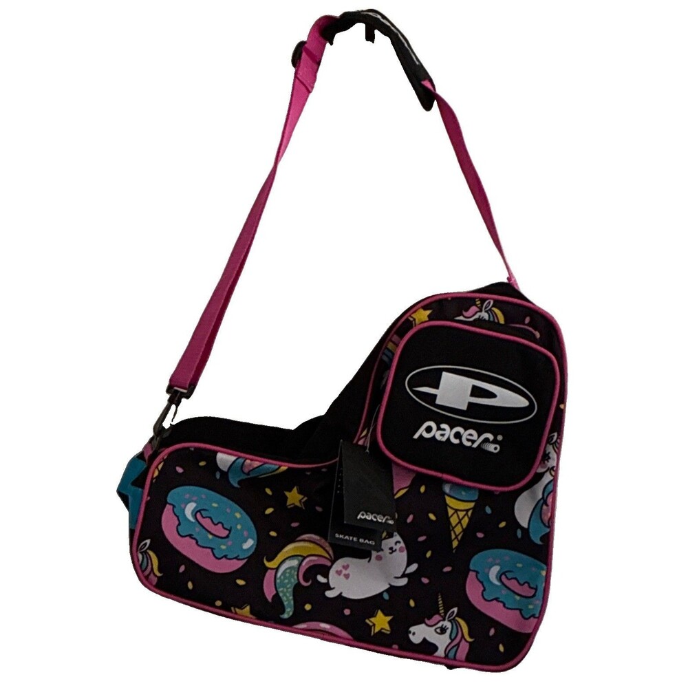 Pacer Skate Bag Unicorns & Donuts for Quad Roller Inline Skates Black Pink NWT